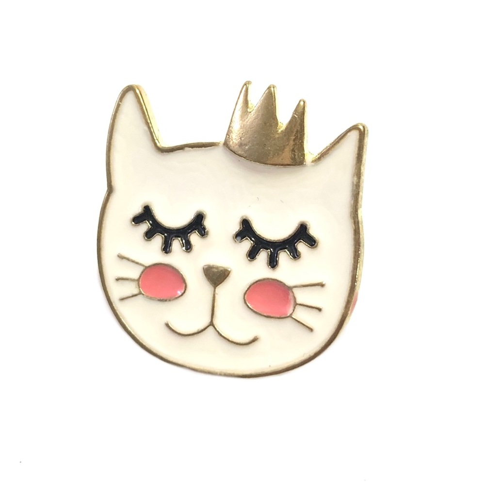 Crowned Cat Enamel Pin Brooch